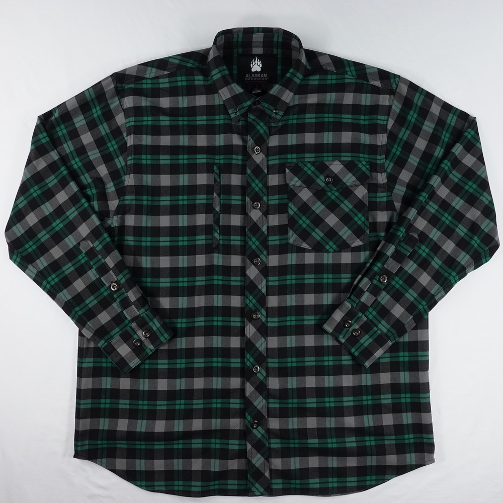 Alaskan Hardgear Button Down Shirt Men's Large Plaid  Work Green Black